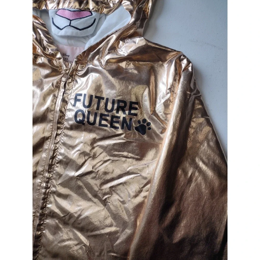 Disney The Lion King Nala Future Queen Gold Metallic Hooded Rain Jacket Kids‎ XL
